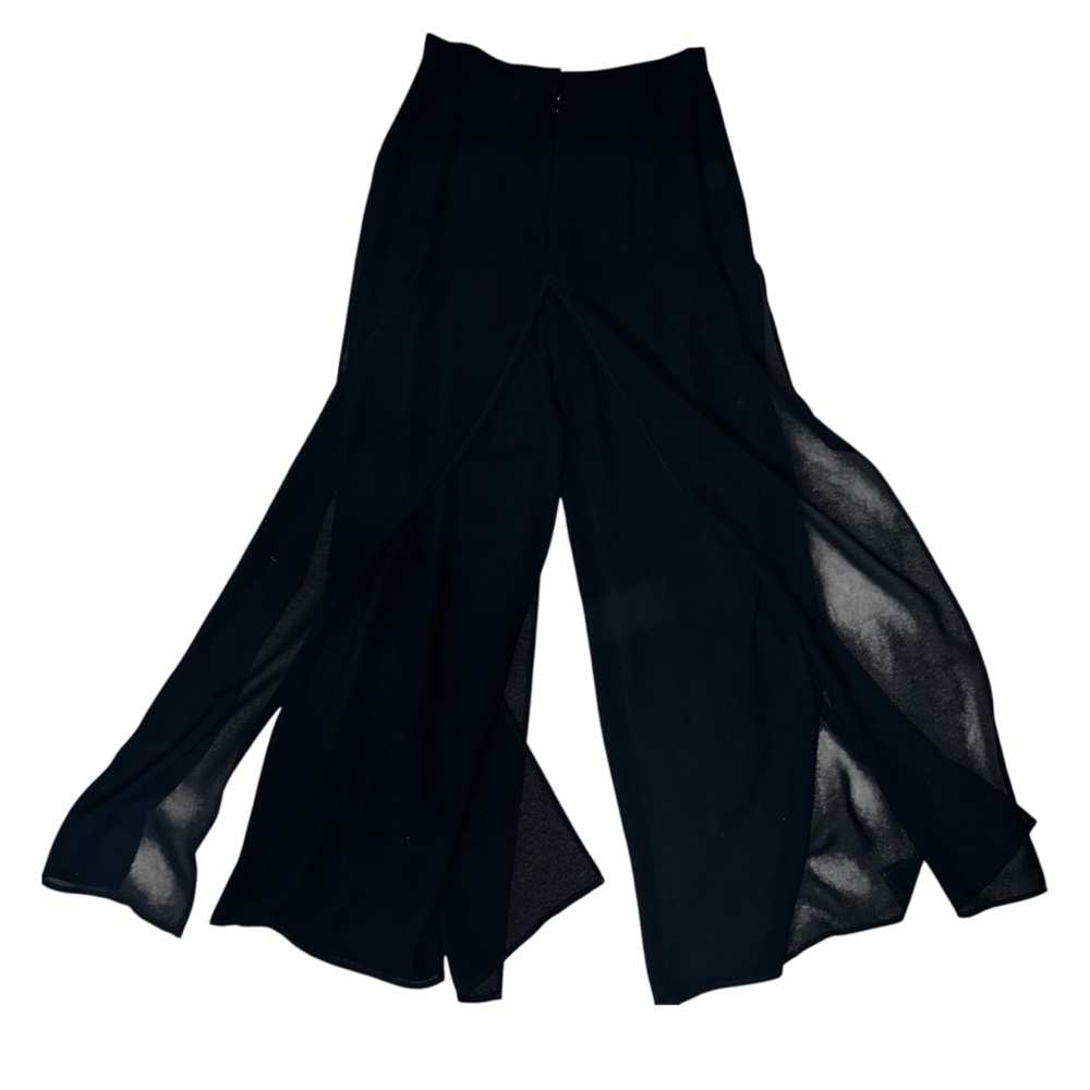 Dress Barn Black Wide-Leg Split-Panel Trousers